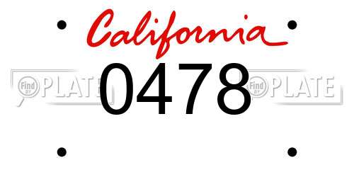 0478 California License Plate