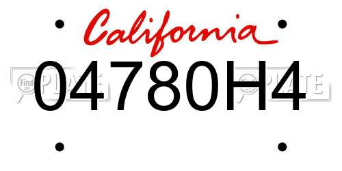 04780H4 California License Plate