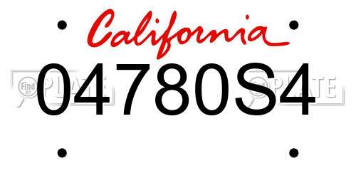 04780S4 California License Plate