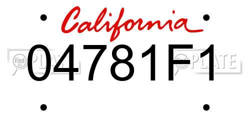 04781F1 California License Plate