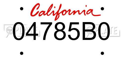 04785B0 California License Plate