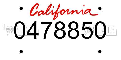 0478850 California License Plate
