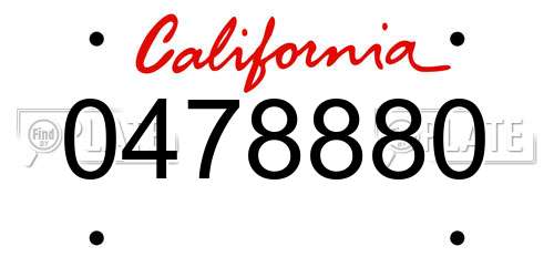 0478880 California License Plate
