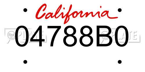 04788B0 California License Plate