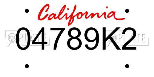 04789K2 California License Plate