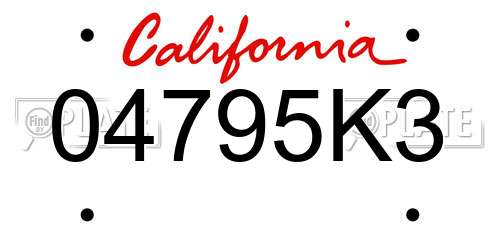 04795K3 California License Plate