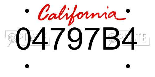 04797B4 California License Plate
