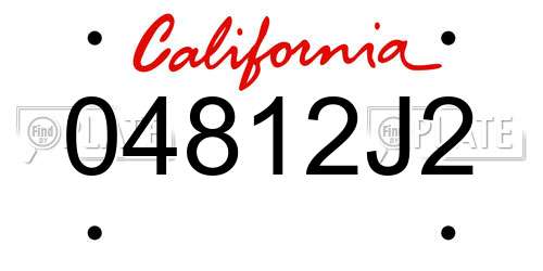 04812J2 California License Plate