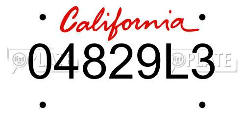 04829L3 California License Plate