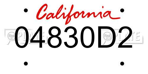 04830D2 California License Plate