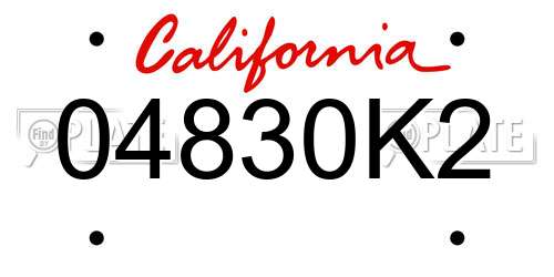 04830K2 California License Plate