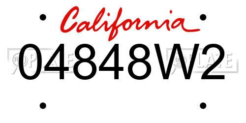 04848W2 California License Plate