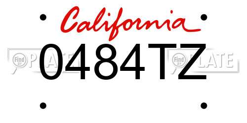 0484TZ California License Plate