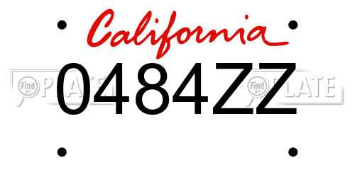 0484ZZ California License Plate