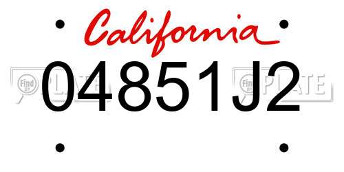 04851J2 California License Plate