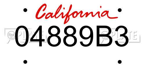 04889B3 California License Plate