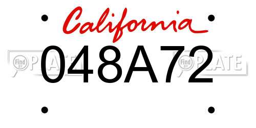 048A72 California License Plate