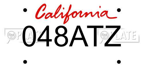 048ATZ California License Plate