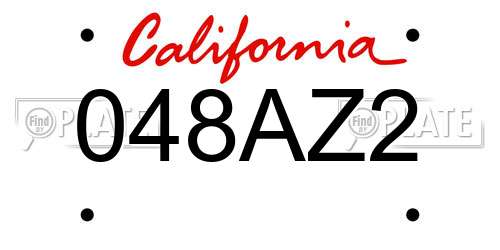 048AZ2 California License Plate