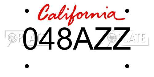 048AZZ California License Plate