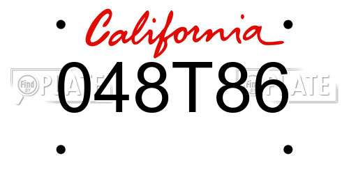 048T86 California License Plate
