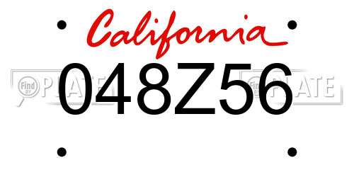 048Z56 California License Plate