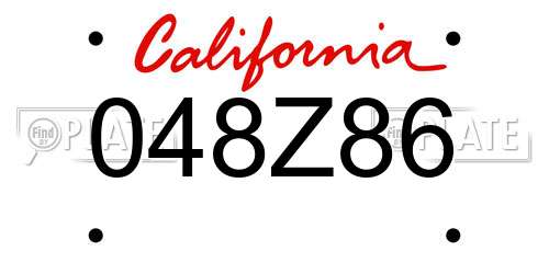 048Z86 California License Plate