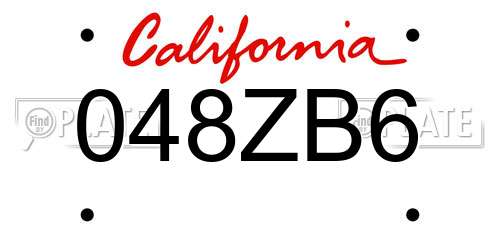 048ZB6 California License Plate