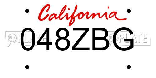 048ZBG California License Plate