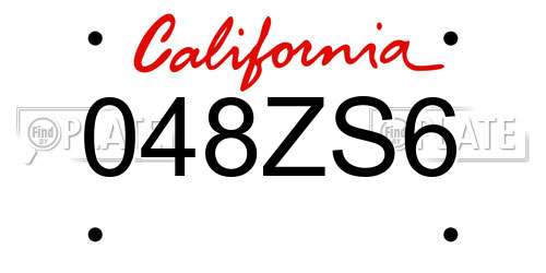 048ZS6 California License Plate