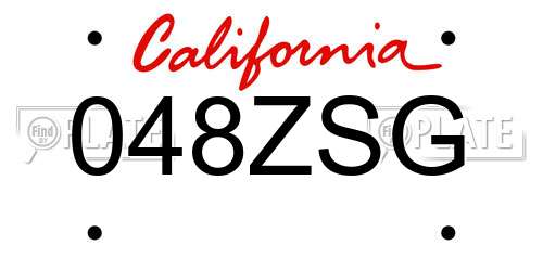 048ZSG California License Plate