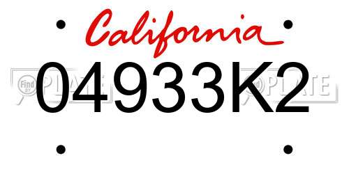 04933K2 California License Plate