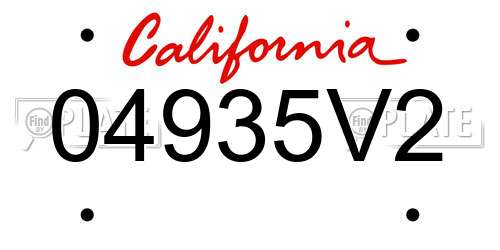 04935V2 California License Plate