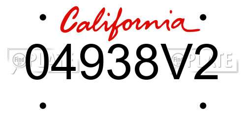 04938V2 California License Plate
