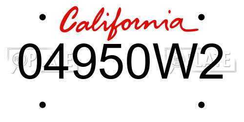 04950W2 California License Plate