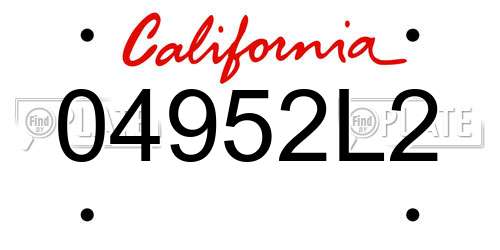 04952L2 California License Plate