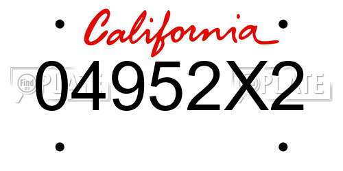 04952X2 California License Plate
