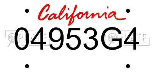 04953G4 California License Plate