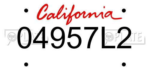 04957L2 California License Plate
