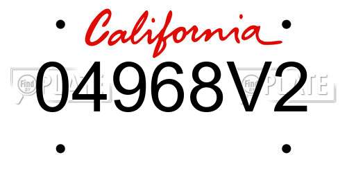 04968V2 California License Plate