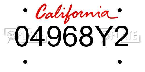 04968Y2 California License Plate