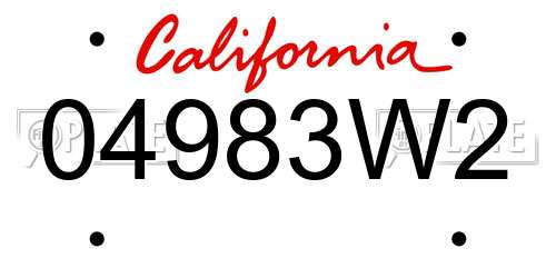 04983W2 California License Plate