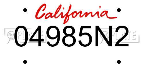 04985N2 California License Plate