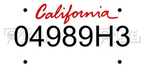04989H3 California License Plate