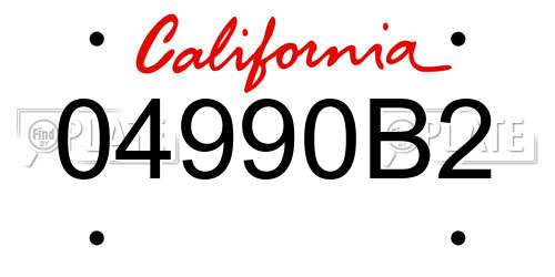 04990B2 California License Plate