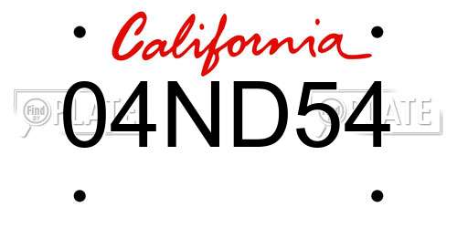 04ND54 California License Plate