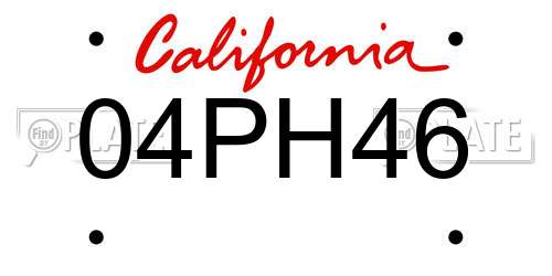 04PH46 California License Plate