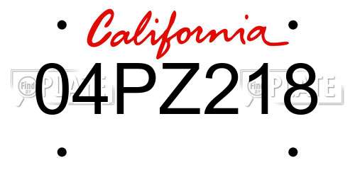 04PZ218 California License Plate