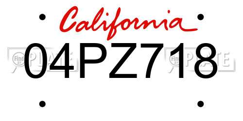 04PZ718 California License Plate