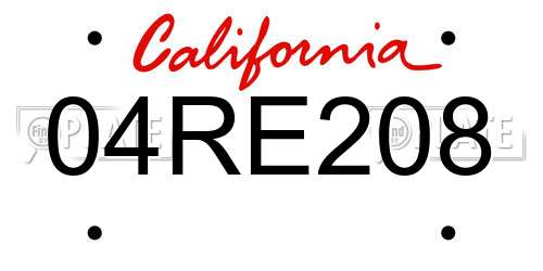 04RE208 California License Plate
